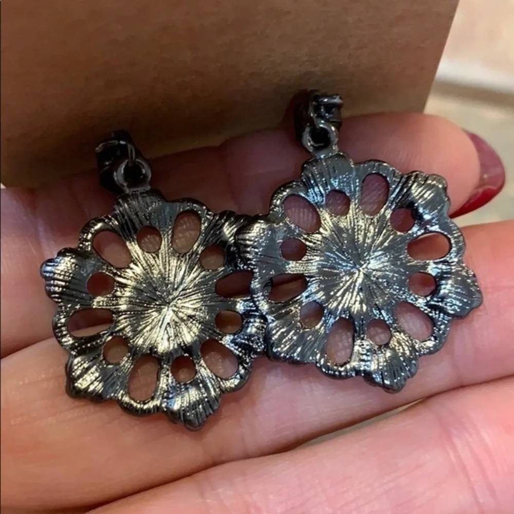 💐5/25 faceted stone stud crystal drop dangle